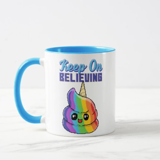 Blijf op de Believin Unicorn Rainbow Poop Mok (Links)