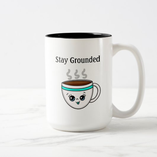 Blijf op de grond, Cute Kawaii Cartoon Coffee Cup Tweekleurige Koffiemok (Rechts)