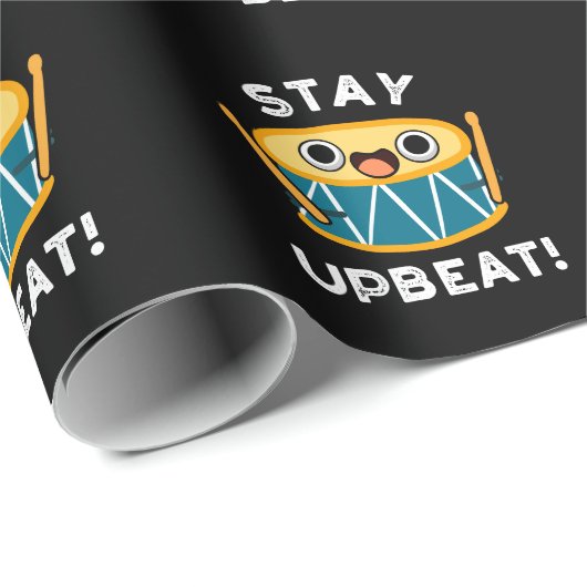 Blijf op de hoogte Funny Positive Drum Pun Dark BG Cadeaupapier (Rol Hoek)