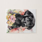 Blijf op de hoogte - labrador Retriever - zwart la Legpuzzel (Horizontaal)