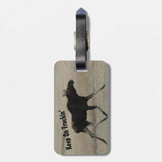 Blijf op de Tuckin' Moose Bagagelabel (Achterkant verticaal)