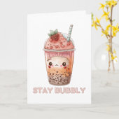 Blijf op een bubbelige bobbe schattige zeepbel the kaart (Gele Bloem)