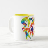 Blijf op pad! tweekleurige koffiemok (Voorkant links)