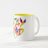 Blijf op pad! tweekleurige koffiemok (Voorkant rechts)