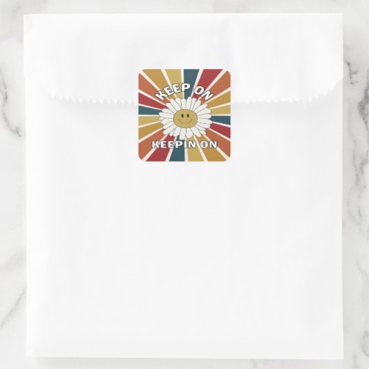 Blijf op retro vierkante Sticker (Tas)