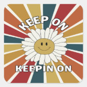 Blijf op retro vierkante Sticker (Voorkant)