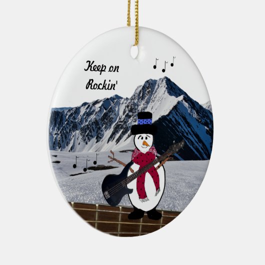 Blijf op Rocking Snowman Guitar Ceramic Ornament (Rechts)