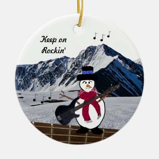 Blijf op Rocking Snowman Guitar Ceramic Ornament (Voorkant)