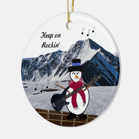 Blijf op Rocking Snowman Guitar Ceramic Ornament (Links)