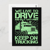 Blijf op Trucking 18 Wheeler Green Briefkaart (Voorkant / Achterkant)