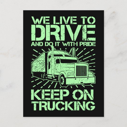 Blijf op Trucking 18 Wheeler Green Briefkaart (Voorkant)