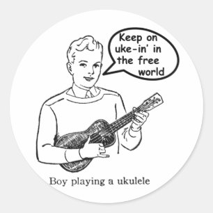 Blijf op uke-in' de vrije wereld (Ukulele) Ronde Sticker