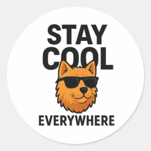 Blijf Overal Koel Hond Ronde Sticker