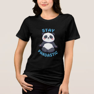Blijf Pandastisch T-Shirt, Grappige Panda-meditati Tri-Blend Shirt
