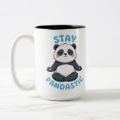 Blijf Pandastisch T-shirt, grappige Panda Meditati Tweekleurige Koffiemok (Links)