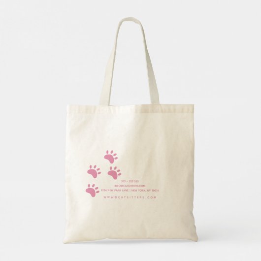 Blijf passief! Kat Roze Paw Prints Tote Bag (Achterkant)