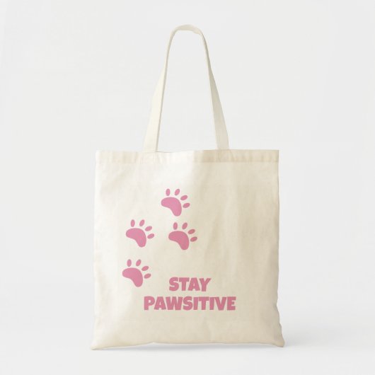 Blijf passief! Kat Roze Paw Prints Tote Bag (Voorkant)
