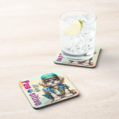 Blijf passief schattig hond dragen rugzak bier onderzetter (Rechterzijde)