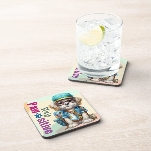 Blijf passief schattig hond dragen rugzak bier onderzetter (Rechterzijde)