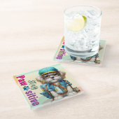 Blijf passief schattig hond dragen rugzak glazen onderzetter (Schuin)