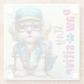 Blijf passief schattig hond dragen rugzak glazen onderzetter (Achterkant)