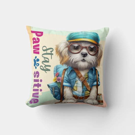 Blijf passief schattig hond dragen rugzak kussen (Voorkant)