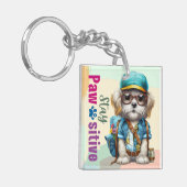 Blijf passief schattig hond dragen rugzak sleutelhanger (Voorkant Links)