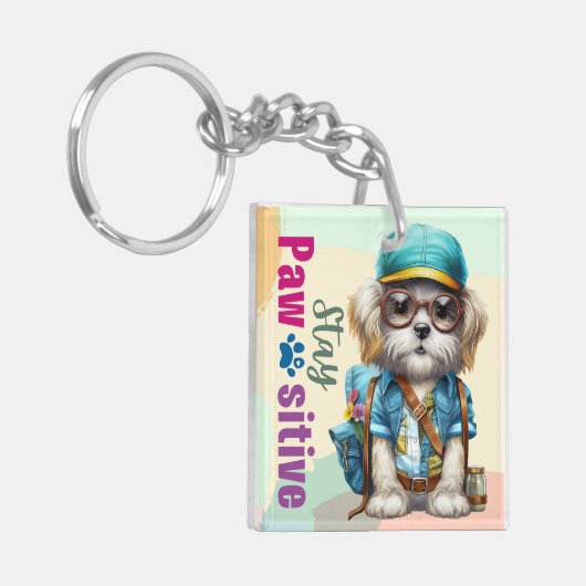 Blijf passief schattig hond dragen rugzak sleutelhanger (Voorkant Links)