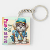 Blijf passief schattig hond dragen rugzak sleutelhanger (Achterkant)