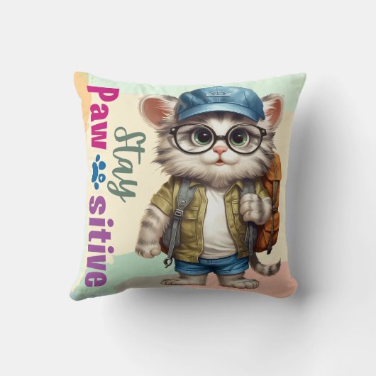 Blijf passieve kat dragen rugzak kussen (Achterkant)