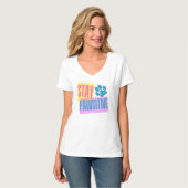 Blijf Pawisitive Vrouwen V-hals T-shirt (Voorkant volledig)