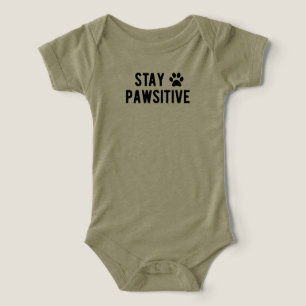 Blijf Pawsitief Cute Pootafdruk Olijfgroene Baby