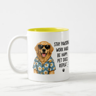 🐾 Blijf Pawsitief Hond Liefhebber Grappige Quote Tweekleurige Koffiemok