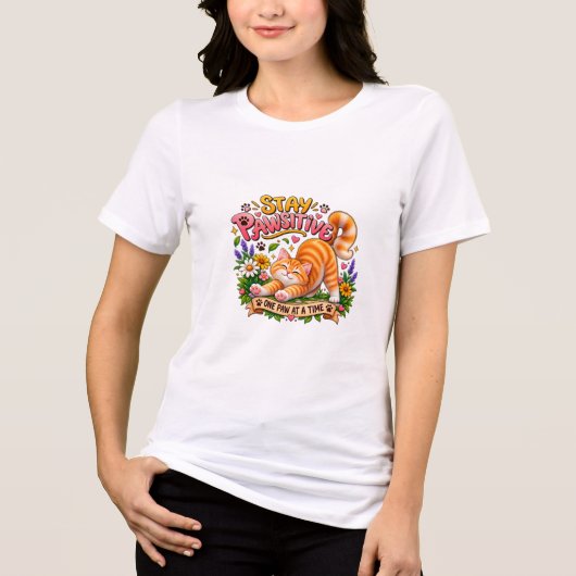 Blijf Pawsitief Kat T-Shirt | (Voorkant)