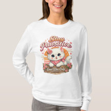 Blijf Pawsitief Kat T-shirt met lange mouwen
