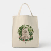 Blijf Pawsitief Mediterende Hond Tote Bag (Achterkant)