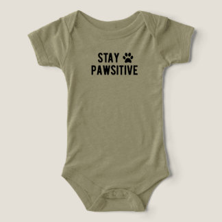Blijf Pawsitief Mooie Pootafdruk Olijfgroene Baby