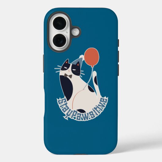 Blijf Pawsitief Tuxedo Kat Middenblauw Case-Mate iPhone Case (Achterkant)