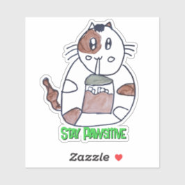 Blijf Pawsitive Funny Cat Cartoon Laptop Notitiebo Sticker