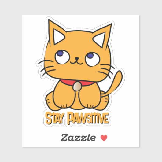 Blijf Pawsitive Funny Cat Cartoon Laptop Notitiebo Sticker (Vel)