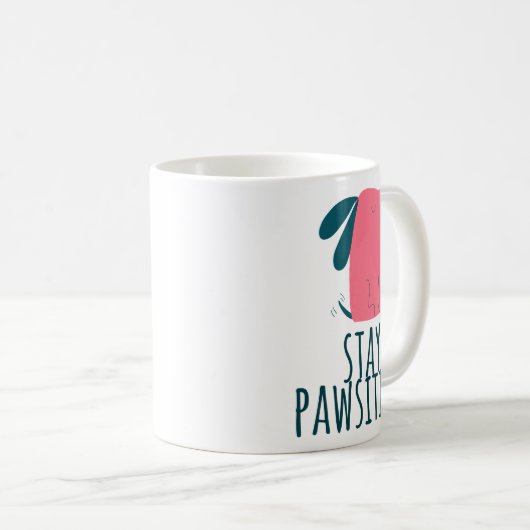 Blijf Pawsitive Funny Schattige Dog Design Koffiemok (Voorkant rechts)