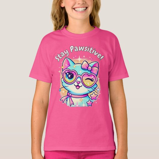 🐱✨ Blijf Pawsitive - Het Schattigee Cat T-shirt v (Voorkant)