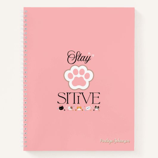 Blijf Pawsitive Schattige Pet Puns Notitieboek (Voorkant)