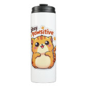Blijf Pawsitive - Schattigee Kawaii Cat Waterfles Thermosbeker (Voorkant)