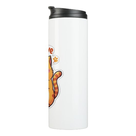 Blijf Pawsitive - Schattigee Kawaii Cat Waterfles Thermosbeker (Geroteerd rechts)