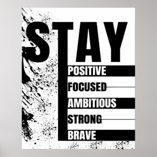 Blijf Positief Blijf Gefocust Motiverende Citaten Poster