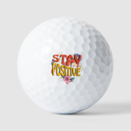 Blijf Positief – Bloemrijke Motivatie Golfballen