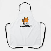 blijf positief cute  kat Overal print apron Schort (Voorkant)