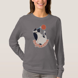 Blijf Positief Dames Lange Mouwen Tuxedo Kat T-shirt