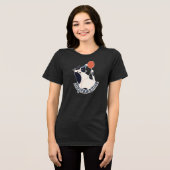 Blijf Positief Dames Tri-blend Tuxedo Kat Verjaard Shirt (Voorkant volledig)
